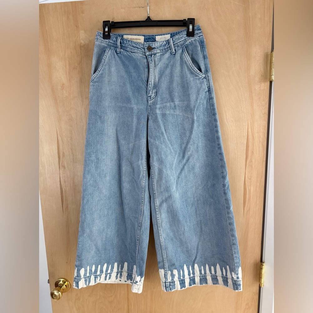 Pilcro and the Letterpress (Anthropologie) Light Bleach Tie Dye Wide Leg Jeans - Picture 7 of 16